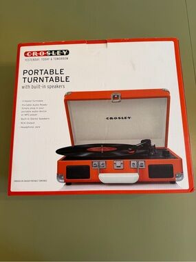 Crosley Orange Portable Turntable with Built-In Speakers